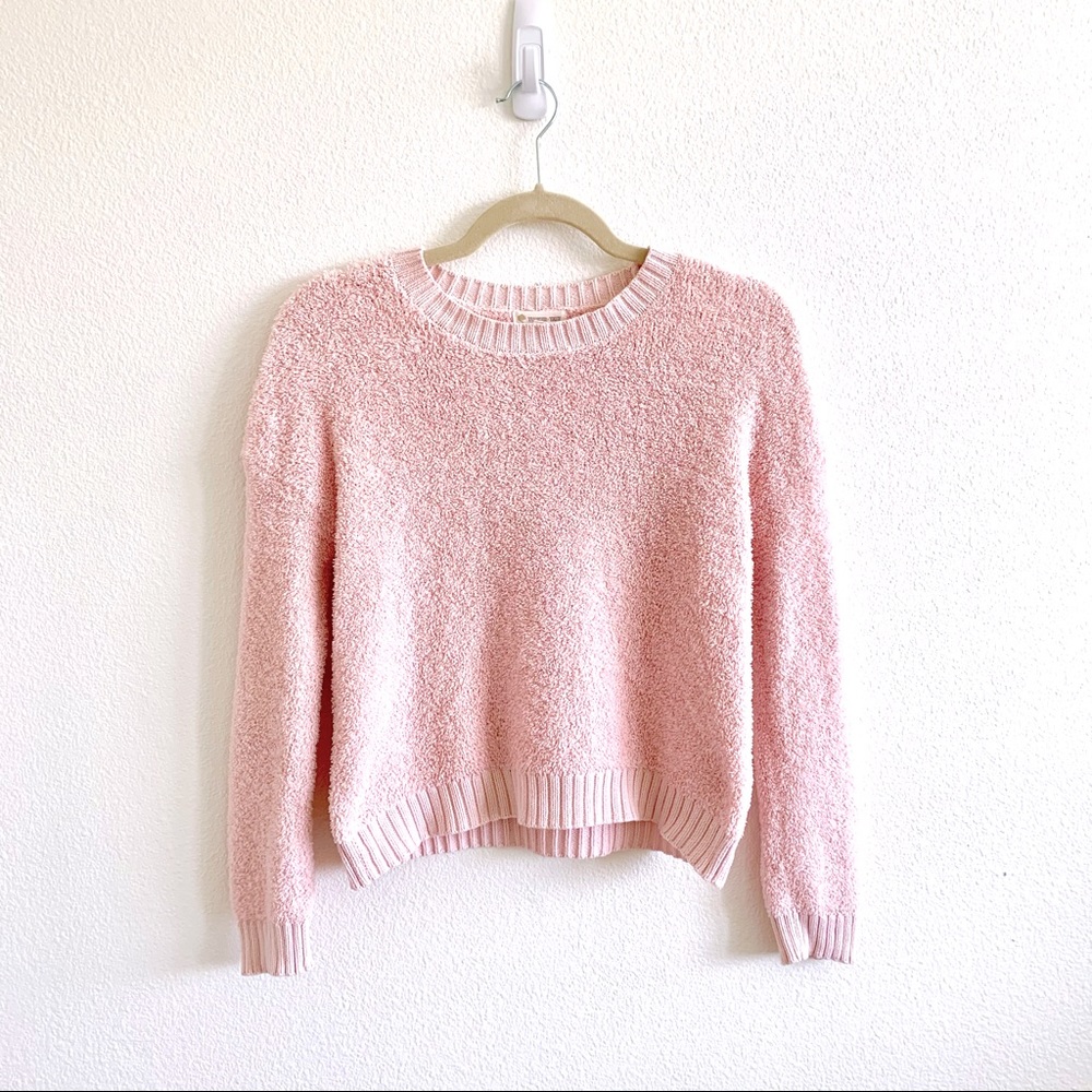 Girls Fuzzy Tucker+Tate Baby Pink Crew Neck